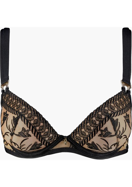 Magnetic Spell Kalıplı Push-Up Sütyen Dantel Şık Şeritli Altın Detaylı Destekli Model