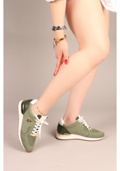 Choccy Hakiki Deri Garnili Triko Sneakers Yeşil modelleri