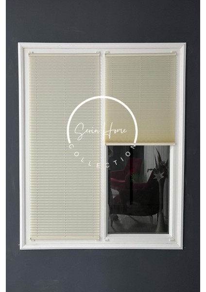 Krem Katlanabilir Plise Perde, Cam Balkon Perdeleri, Ofis Perdeleri, Pvc Pencere Perdeleri