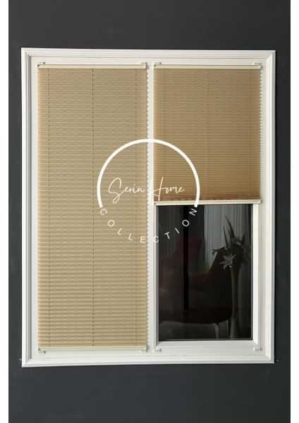 Koyu Krem Katlanabilir Plise Perde, Cam Balkon Perdeleri, Ofis Perdeleri, Pvc Pencere Perdeleri