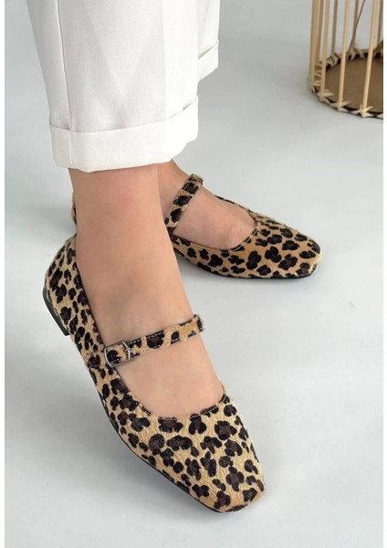Linni Leopar Süet Babet Ayakkabı