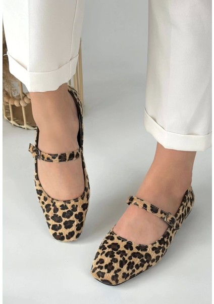 Linni Leopar Süet Babet Ayakkabı