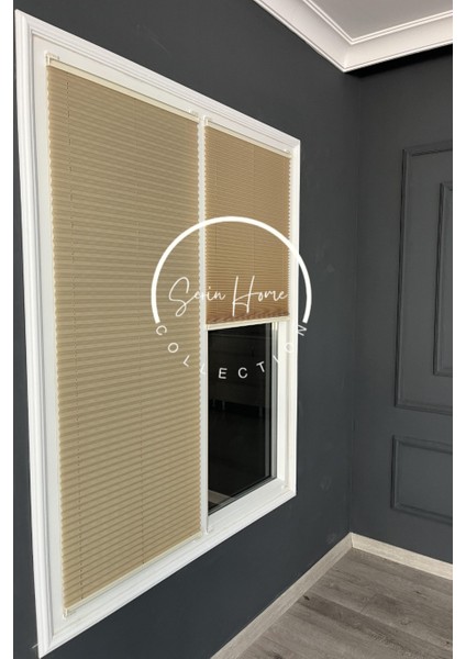 Koyu Krem Katlanabilir Plise Perde, Cam Balkon Perdeleri, Ofis Perdeleri, Pvc Pencere Perdeleri