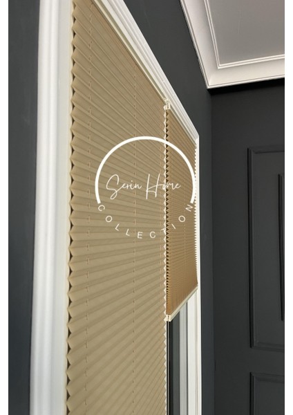 Koyu Krem Katlanabilir Plise Perde, Cam Balkon Perdeleri, Ofis Perdeleri, Pvc Pencere Perdeleri