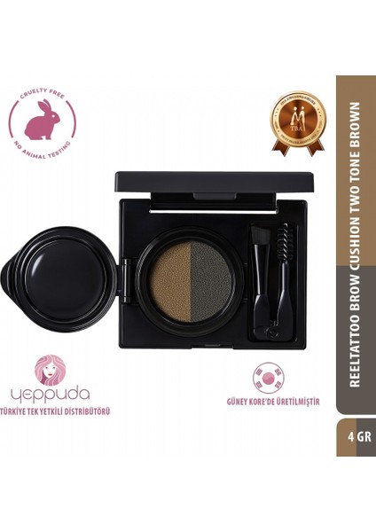 Reeltattoo Brow Cushion Two Tone Brown - Çift Tonlu, Çift Fırçalı Kaş Farı & Kaş Şekillendirme Kiti