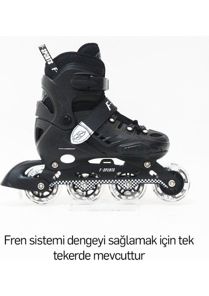 F-Sports 4 Teker Ayarlanabilir Ön Teker Işıklı Paten – Çocuk & Yetişkin (Profesyonel) Siyah S Beden FR37746