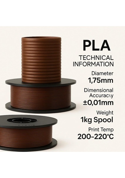 Pla+ Filament 1.75MM 1 kg - Kahverengi
