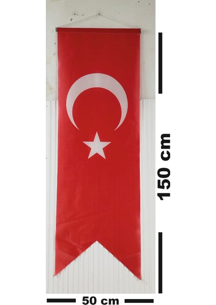 Türk Bayrağı ve Atatürk Baskılı Kırlangıç Bayrak Takım 50 x 150 cm