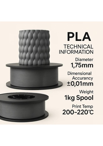 Pla+ Filament 1.75MM 1 kg - Gri fiyatları