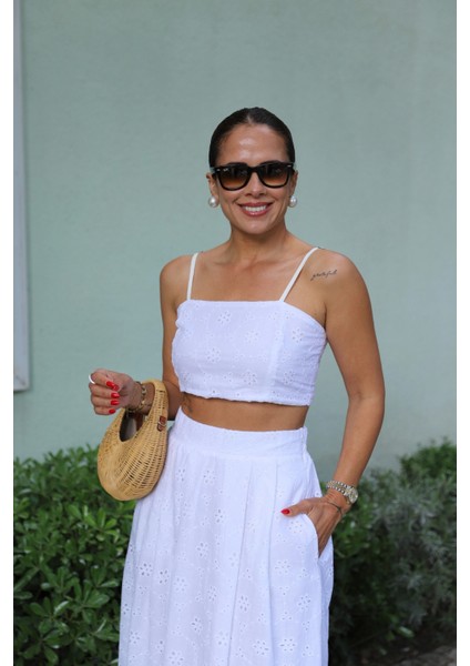 Beyaz Fisto Crop Etek Takım fiyatları