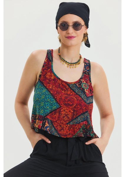 Kalın Askılı Crop Bluz