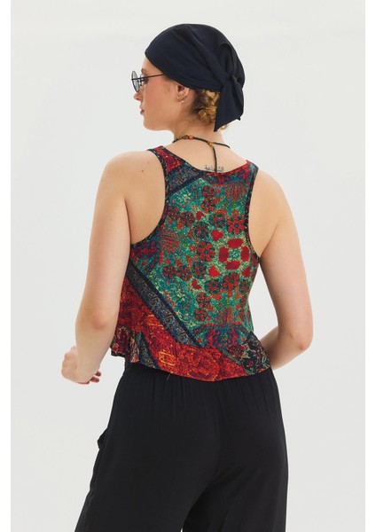 Kalın Askılı Crop Bluz