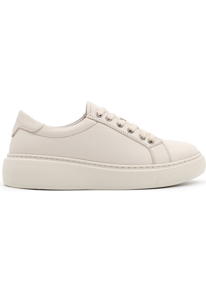Luce Hakiki Deri Kadın Bej Casual Sneaker Ayakkabı