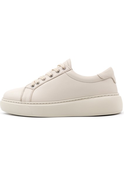 Luce Hakiki Deri Kadın Bej Casual Sneaker Ayakkabı