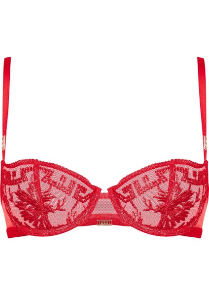 Rules Of Attraction Balenli Yarım Kap Sütyen, Fransız Nakışlı, Şeffaf Tül Detaylı, Destekleyici