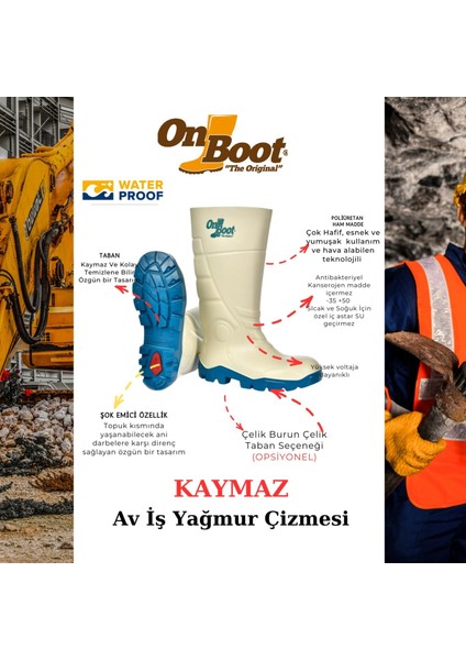 Onboot Uzun Soğuk Sıcak Geçirmez,su Geçirmez Kaymaz Tabanlı Iş Av ve Yağmur Çizmesi 1001