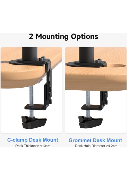 Masaüstü Ergonomik Ayarlanabilir 14-32” Çift Kol Monitör Tutucu Monitör Askısı