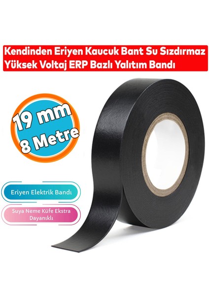 Eriyen Bant Elektrik Elektrikçi Bandı Kablo Bantı Su Geçirmez Su Altı 8 Metre Kauçuk Su Yalıtım