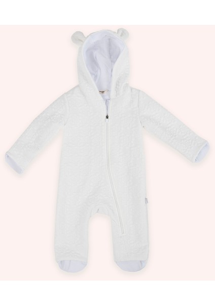 Yenidoğan Patikli Fermuarlı Beyaz Tulum