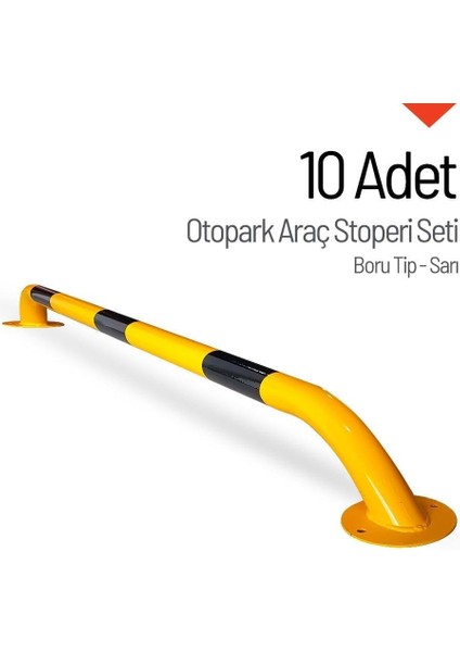 Otopark Araç Stoperi Sarı 200X13 cm – 10'lu Set