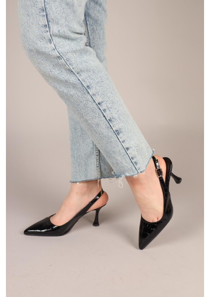 Kastor Rugan Kroko Stiletto Siyah