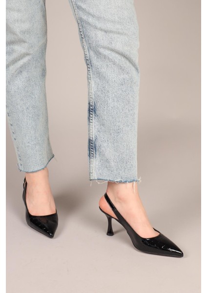 Kastor Rugan Kroko Stiletto Siyah