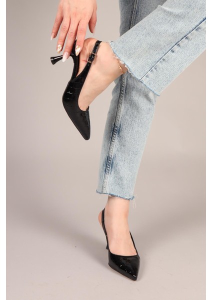 Kastor Rugan Kroko Stiletto Siyah