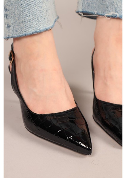 Kastor Rugan Kroko Stiletto Siyah
