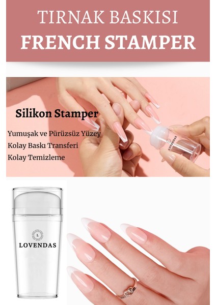 Tırnak Süs Damgalama - French Stamper Aleti - Yumuşak ve Pürüzsüz Yüzey, Kolay ve Pratik