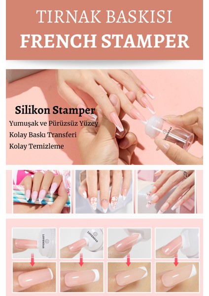 Tırnak Süs Damgalama - French Stamper Aleti - Yumuşak ve Pürüzsüz Yüzey, Kolay ve Pratik fırsatları