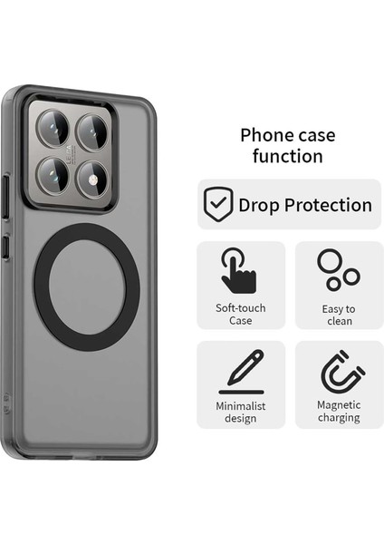 Xiaomi Mi 14T Pro Kılıf Kamera Çıkıntılı Mat Magsafe Şarj Özellikli Kenarları Renkli Premium Sert Kapak