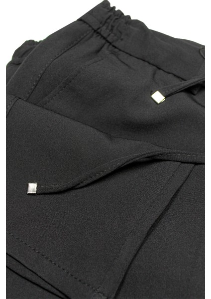 Erkek Siyah Beli Ipli Lastikli Yandan Cepli Likralı Erkek Jogger Pantolon Düz Paça modelleri