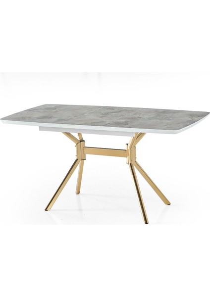 Monterra Açılır Yemek Masası – 80 x 130 / 160 cm , Rambla Üst Tabla, Gold Metal Ayak