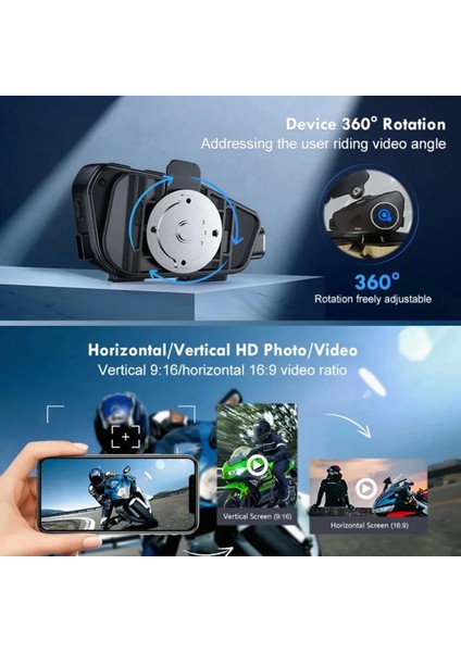 Q28 Motosiklet Kask Bluetooth Kulaklık 1080P Kamera Interkom Kulaklık Su Geçirmez Intercom