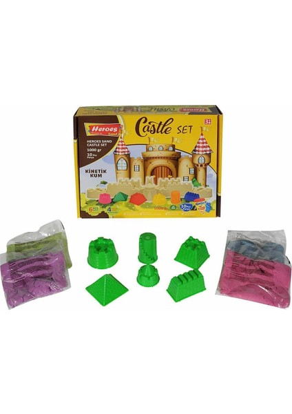 KUM-044 1000GR Heroes Kinetik Kum Kale Kalıplı Set