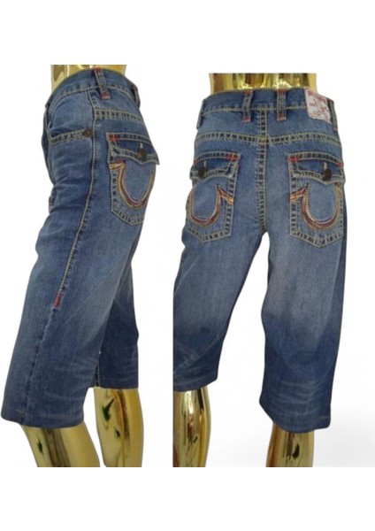 True Relıgıon S- M / 29, Diz Hizası #bermuda, #caprı, #jeans #denim #dikiş Vurgulu #pantolon