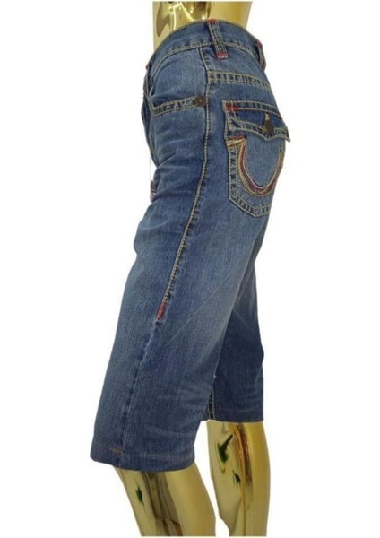 True Relıgıon S- M / 29, Diz Hizası #bermuda, #caprı, #jeans #denim #dikiş Vurgulu #pantolon fırsatları