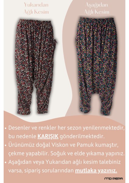 Geleneksel Desenli Kadın Viskon Şalvar Günlük Rahat Ferah Battal Beden Seçenekli Yumuşak indirimleri