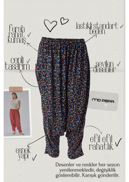 Köy Hayatı Kadın Jarse Şalvar Lastikli Bel Battal Boy Rahat Konforlu Yöresel Motifli Ağlı fırsatları