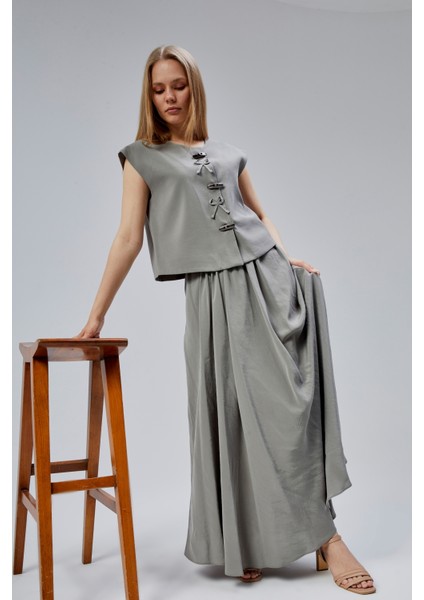 Açık Haki Salaş Kesim Modal Dokuma Etek fiyatları