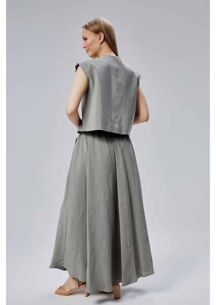 Açık Haki Salaş Kesim Modal Dokuma Etek modelleri