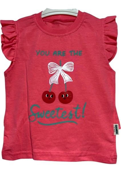 Kız Çocuk Kiraz Baskılı Yazlık Takım – Fırfırlı Kolsuz Tişört & Şort 2’li Set - You Are The Sweetest! 🍒 fiyatları