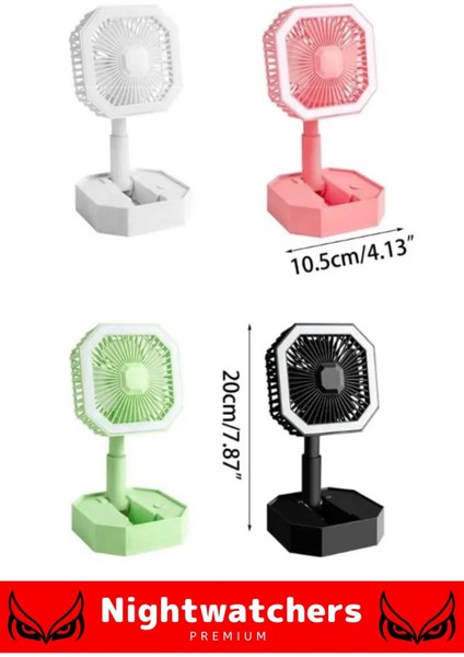 Deluxe Katlanabilir 2 Modlu USB Şarjlı Sessiz Mini Fan Yelpazeli Pervaneli Soğutucu Vantilatör