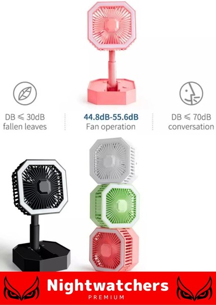 Deluxe Katlanabilir 2 Modlu USB Şarjlı Sessiz Mini Fan Yelpazeli Pervaneli Soğutucu Vantilatör
