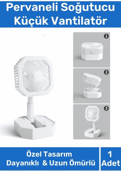 Deluxe Katlanabilir 2 Modlu USB Şarjlı Sessiz Mini Fan Yelpazeli Pervaneli Soğutucu Vantilatör