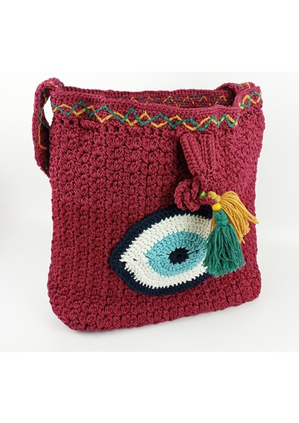 El Örgüsü Büzgülü Mavi Göz Çanta modelleri