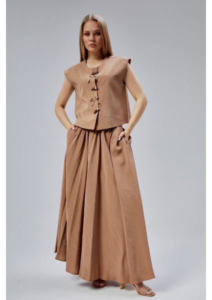 Kahverengi Salaş Kesim Modal Dokuma Etek fiyatları