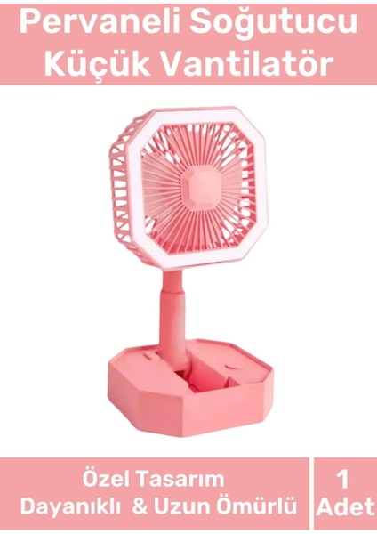Deluxe Katlanabilir 2 Modlu USB Şarjlı Sessiz Mini Fan Yelpazeli Pervaneli Soğutucu Vantilatör