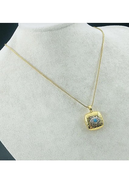 New Model Göz Kapaklı Resim Çerçeveli Çelik Kadın Kolye fiyatları