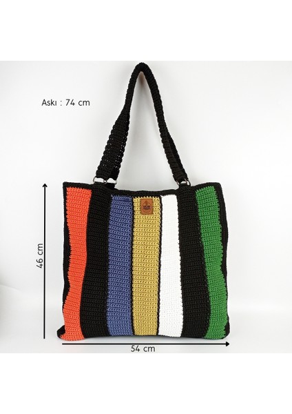 El Örgüsü Büyük Boy Çizgili Çanta fiyatları